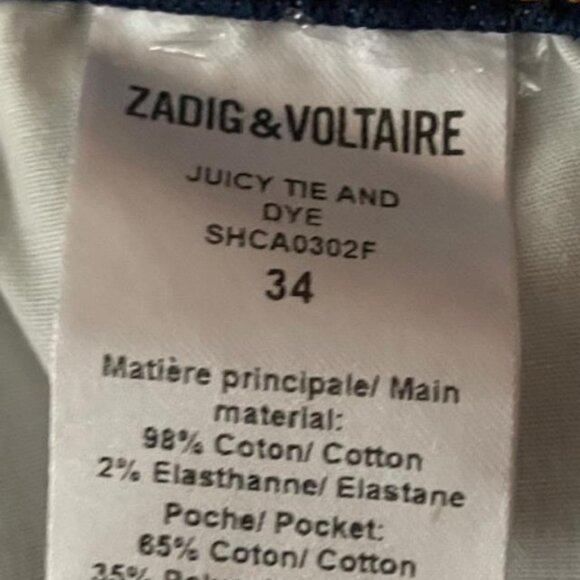 Zadig & Voltaire Juicy Tie and Dye Denim Mini Skirt xs - Picture 8 of 10